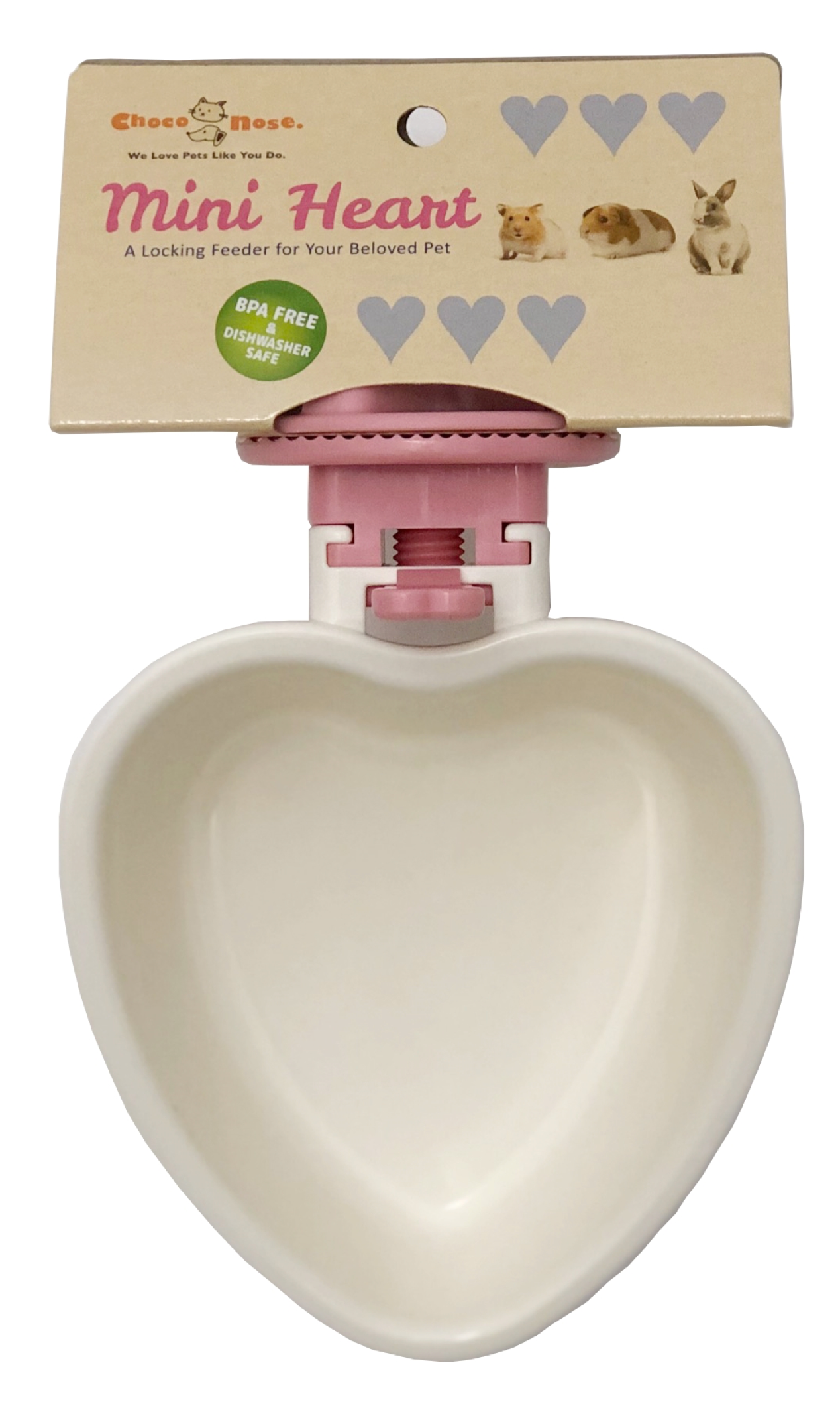 Choco Nose Patented Removable Heart Shaped Food Bowl for Dogs/Puppies/Rabbits/Cats/Guinea Pigs/Chinchillas/Birds -Water Dish for Small Pets or Animals - for Wire Cages or Crates 8 oz, Aqua (C607)