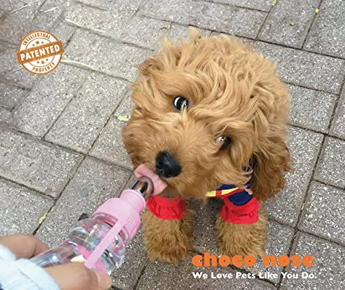 Choco Nose Patented Portable No-Drip Travel Water Bottle/Feeder for Dogs/Puppies/Cats/Rabbits and Other Small Sized Animals -8 oz. Leak-Proof Nozzle 16mm, Blue (H258)