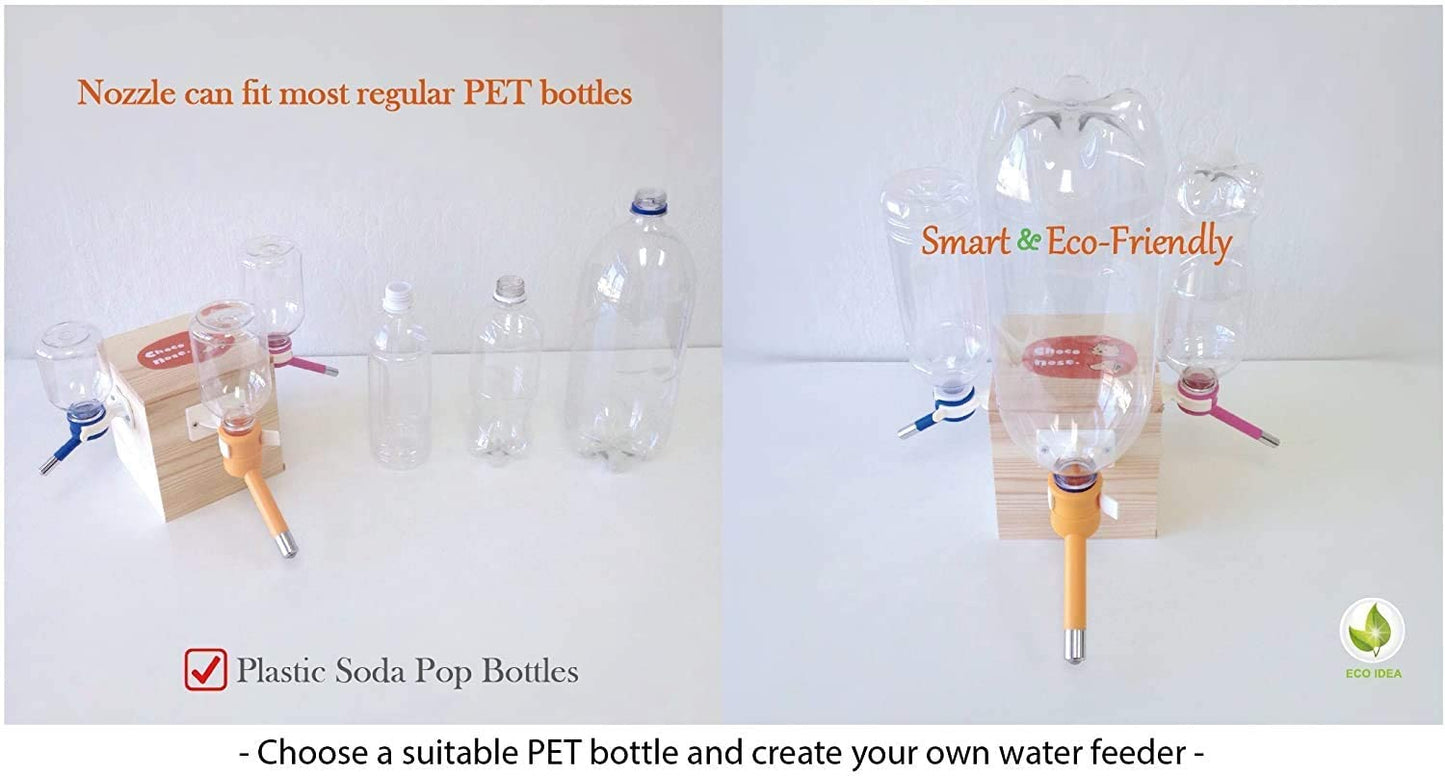 Choco Nose Patented No-Drip Water Bottle for Guinea Pigs/Hamsters/Bunnies/Ferrets/Hedgehogs/SugarGliders/Rats/Mice/Critters/Small Animals - for Pet Cages, Crates or Wall Mount. 10.2 oz. Nozzle 10mm (H128)